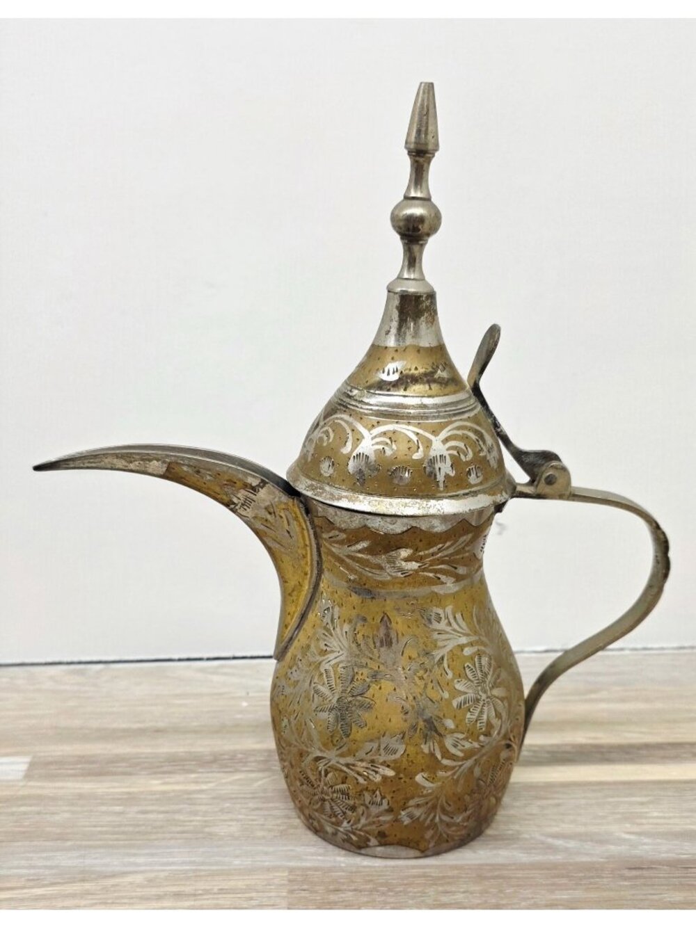 Vintage MCM Middle Eastern Arabic Brass Coffee Pot Teapot Islamic Brass Dallah